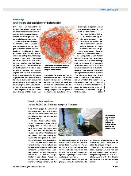 Vorschauseite 1: Umweltassoziierte Infektionen: Neues Projekt zur Untersuchung von Abwasser