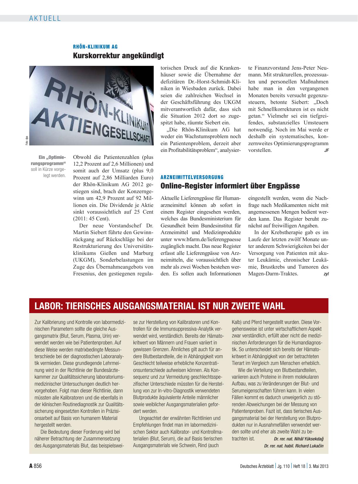 Vorschauseite 1: Labor: tierisches Ausgangsmaterial ist nur zweite Wahl
