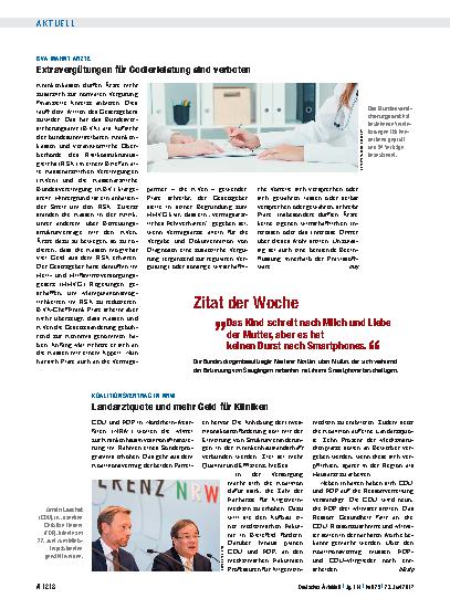 Vorschauseite 1: BVA mahnt Ärzte: Extravergütungen für Codierleistung sind verboten