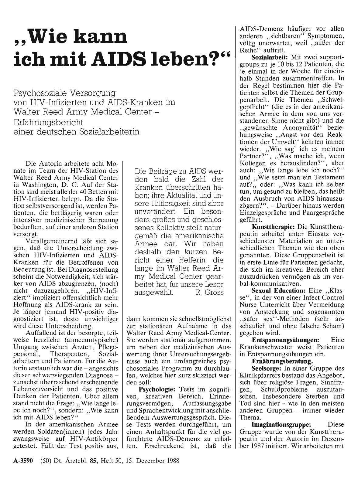 Vorschauseite 1: „Wie kann ich mit AIDS leben? ”