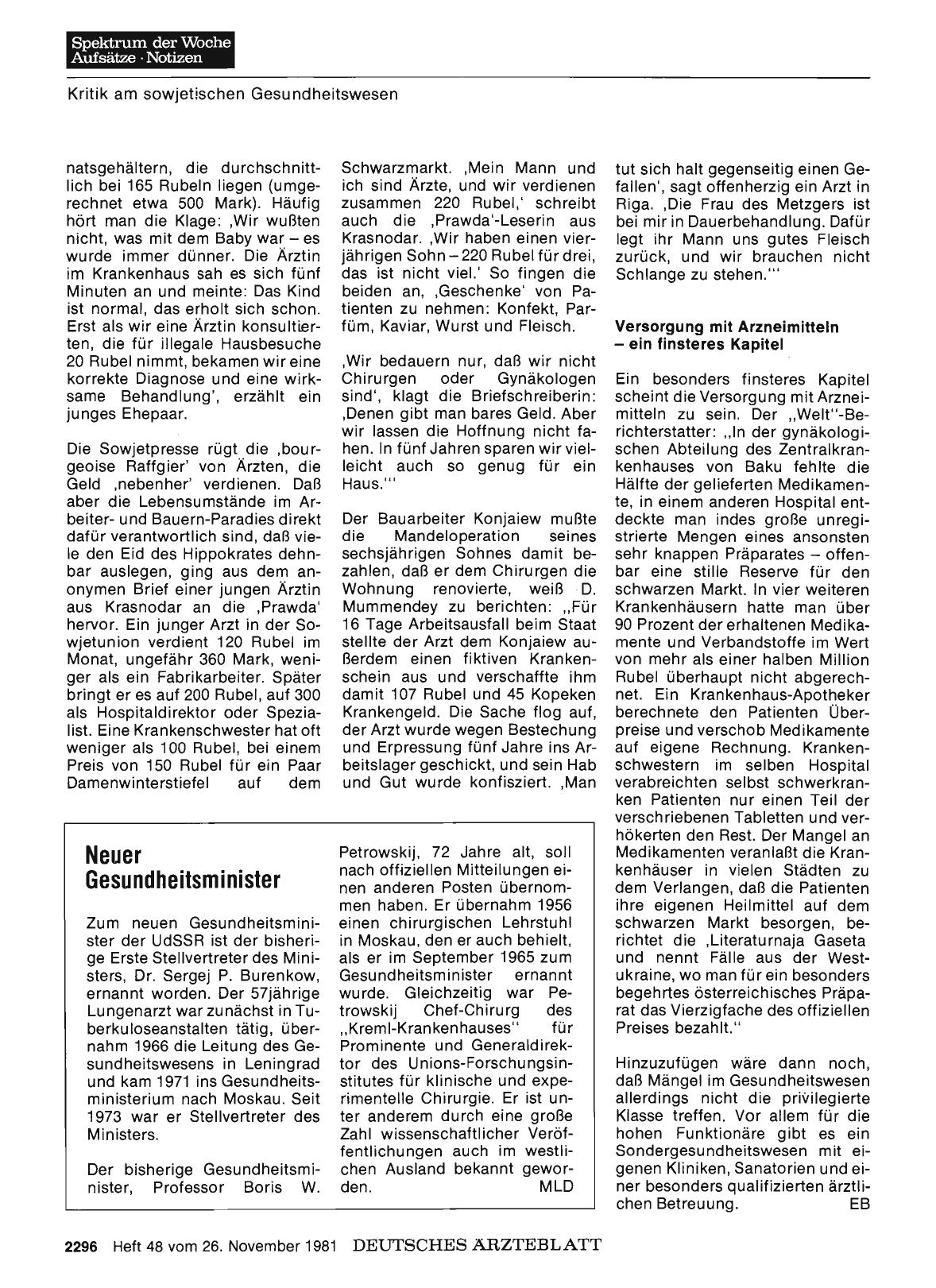 Vorschauseite 1: Neuer Gesundheitsminister