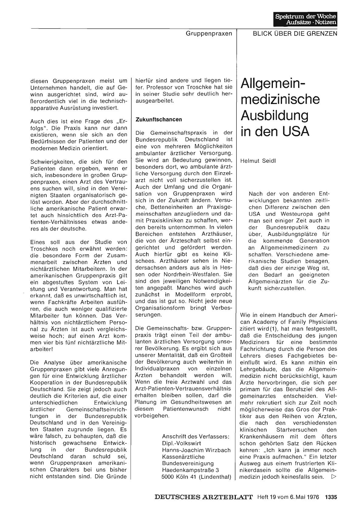 Vorschauseite 1: Allgemeinmedizinische Ausbildung in den USA