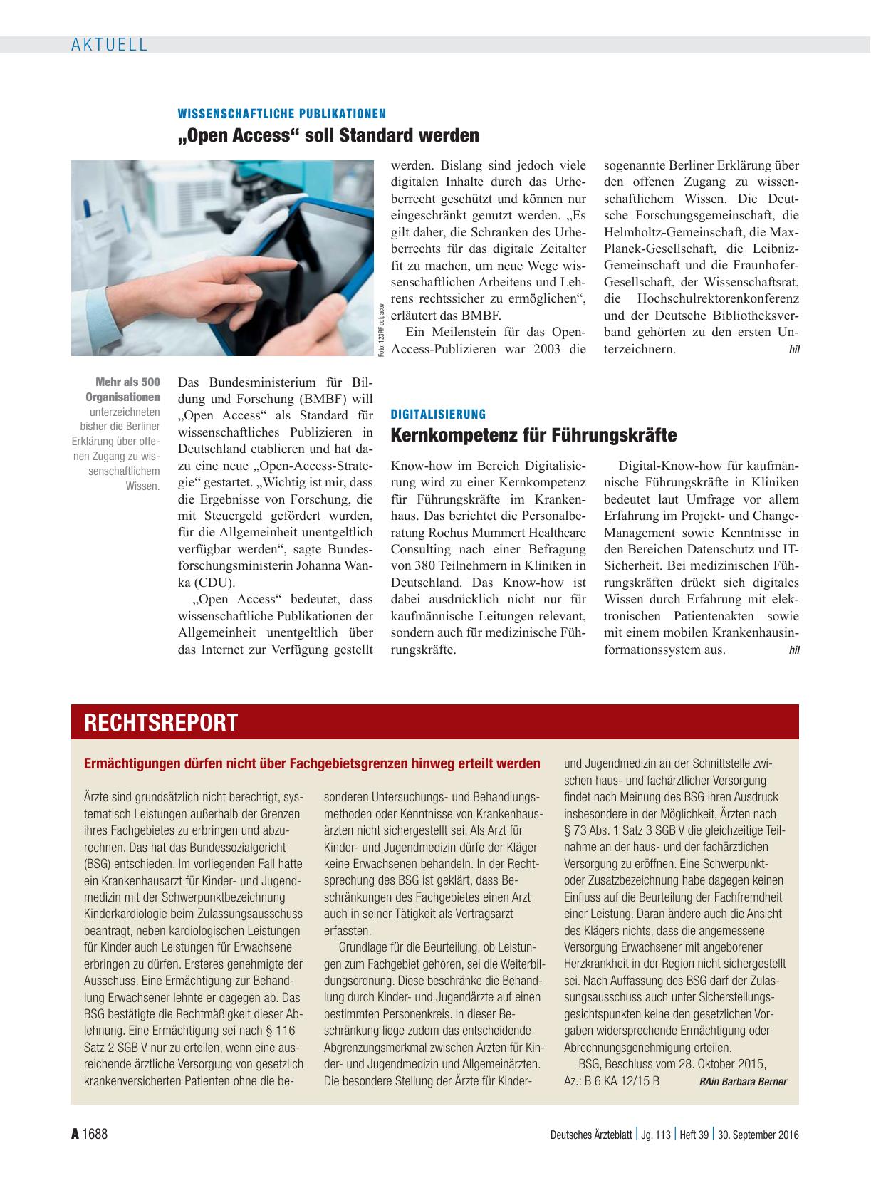 Vorschauseite 1: Wissenschaftliche Publikationen: „Open Access“ soll Standard werden