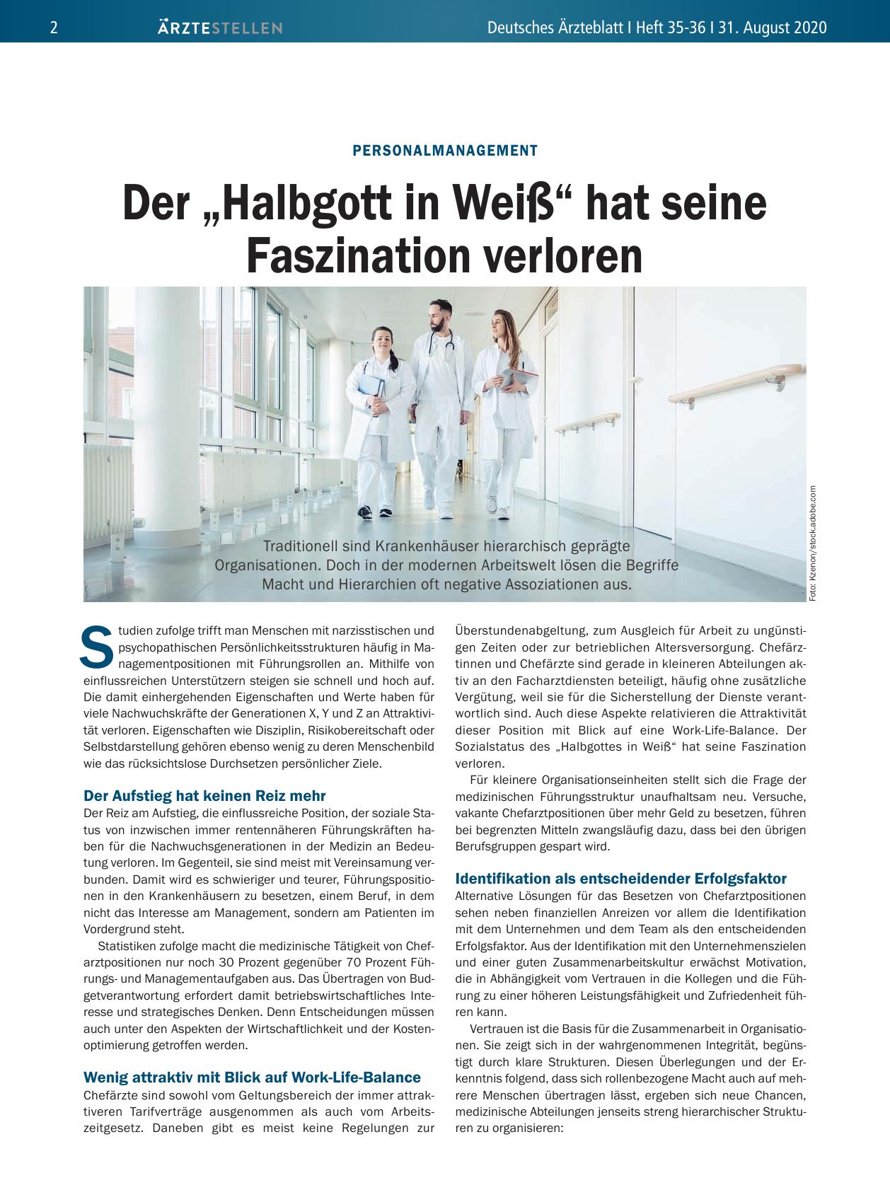 Vorschauseite 1: Personalmanagement: Der „Halbgott in Weiß“ hat seine Faszination verloren