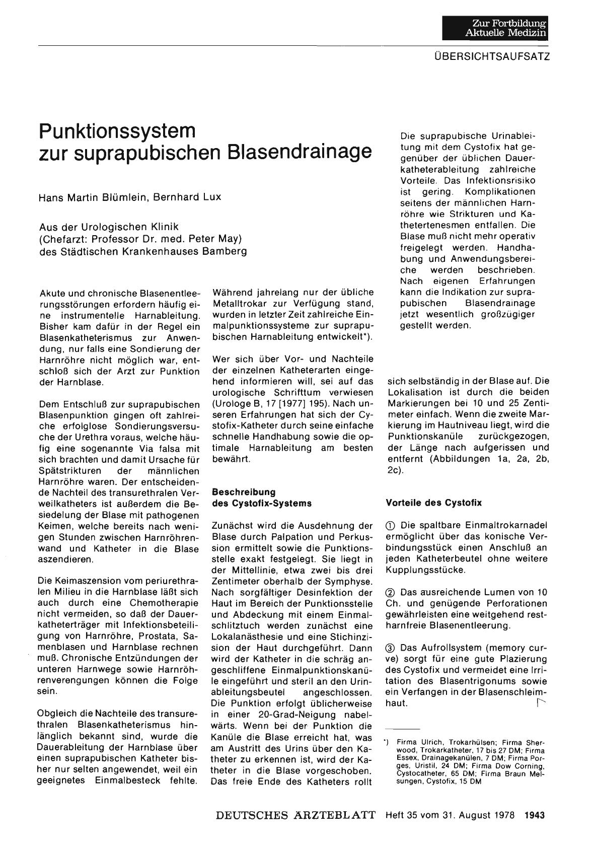 Vorschauseite 1: Punktionssystem zur suprapubischen Blasendrainage