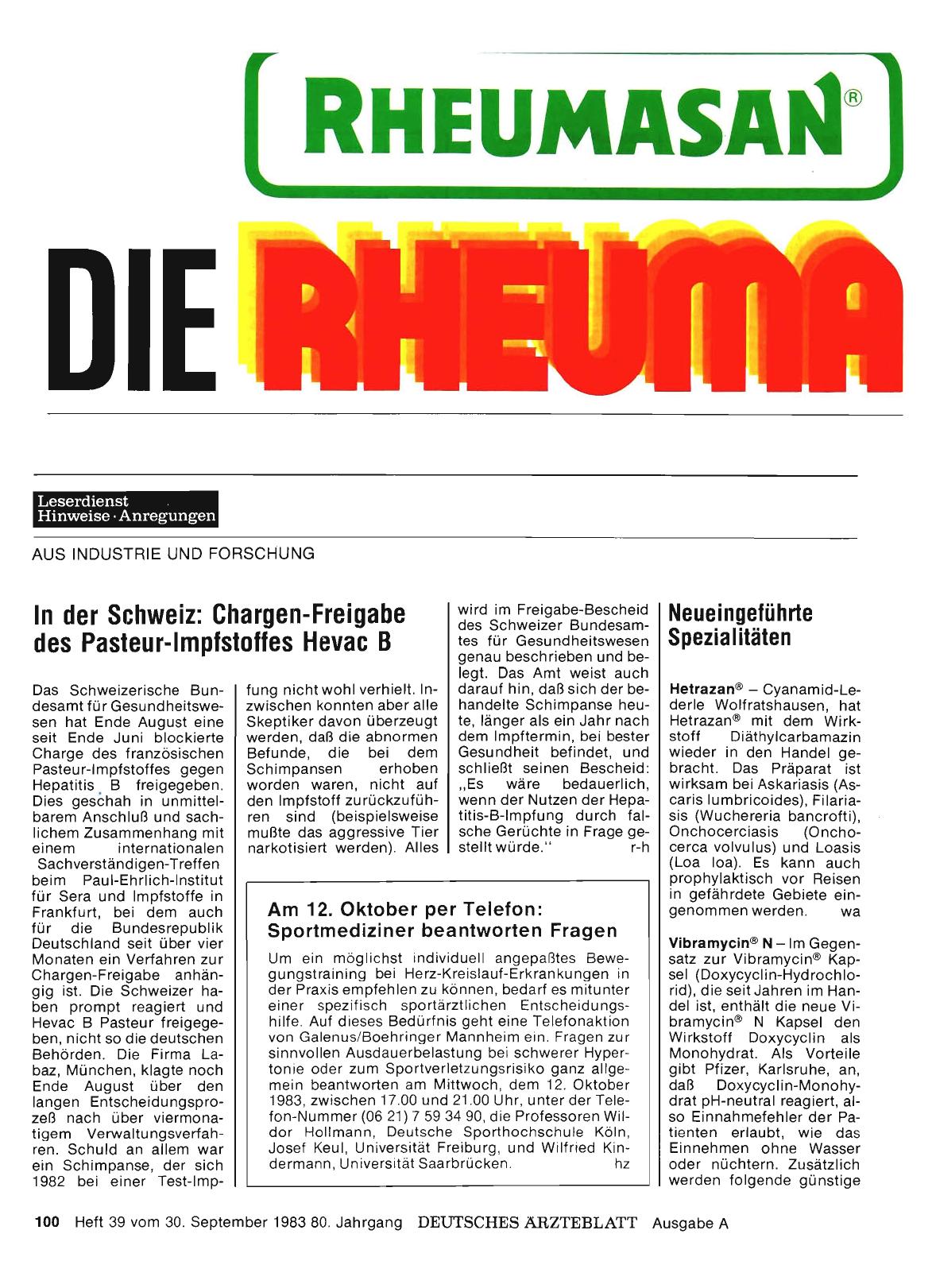 Vorschauseite 1: Neueingeführte Spezialitäten: Hetrazan®