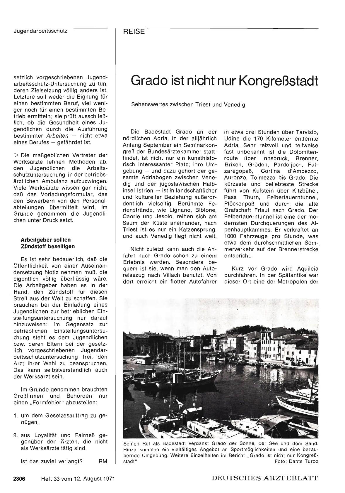Vorschauseite 1: Grado ist nicht nur Kongreßstadt