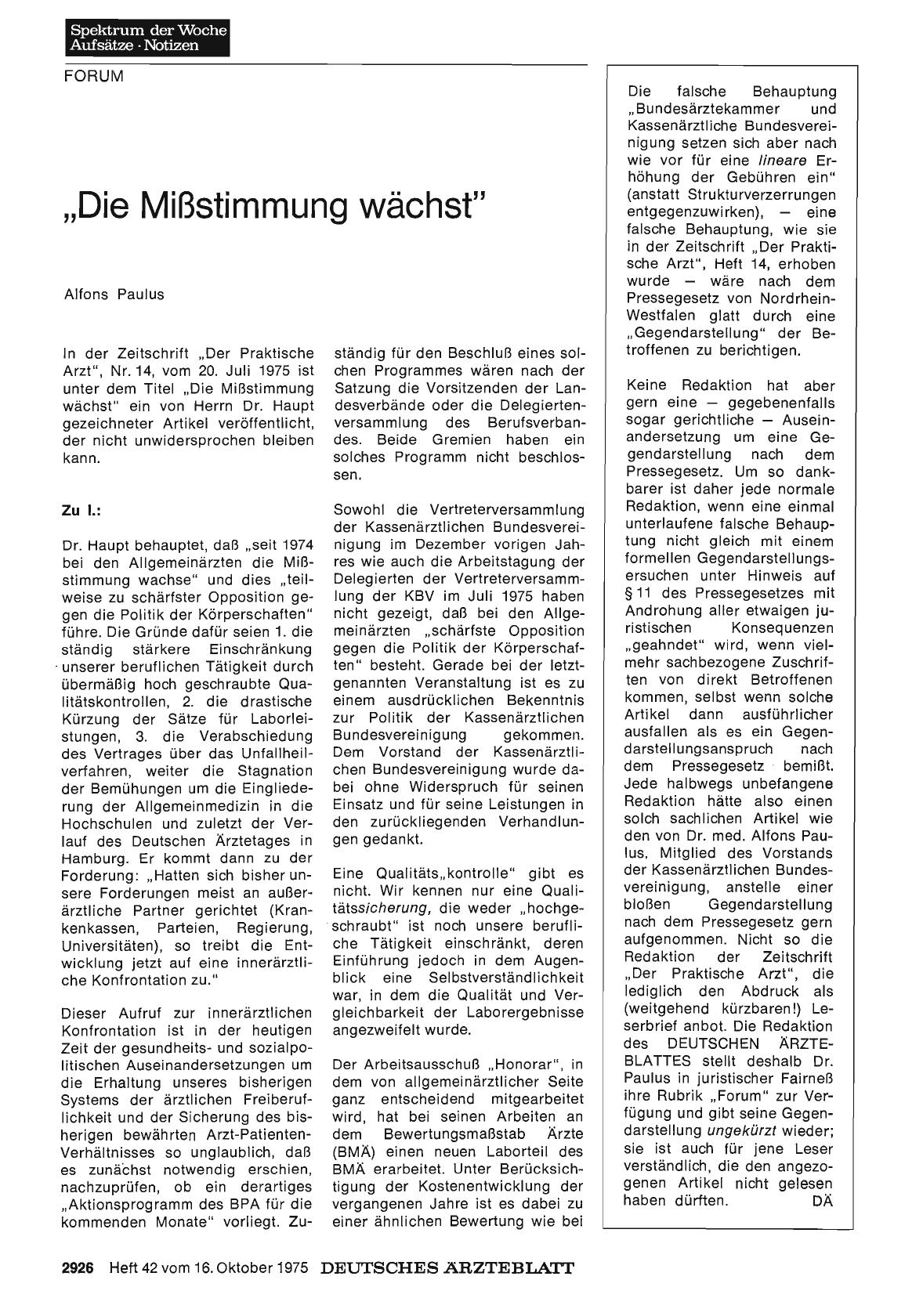 Vorschauseite 1: „Die Mißstimmung wächst“