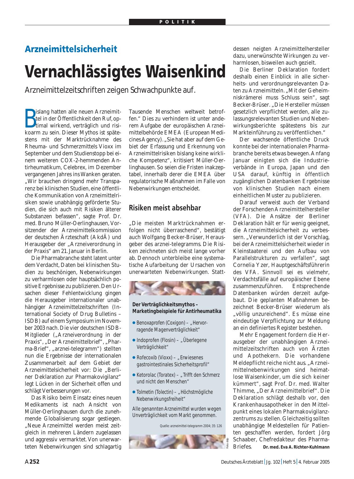 Vorschauseite 1: Arzneimittelsicherheit: Vernachlässigtes Waisenkind
