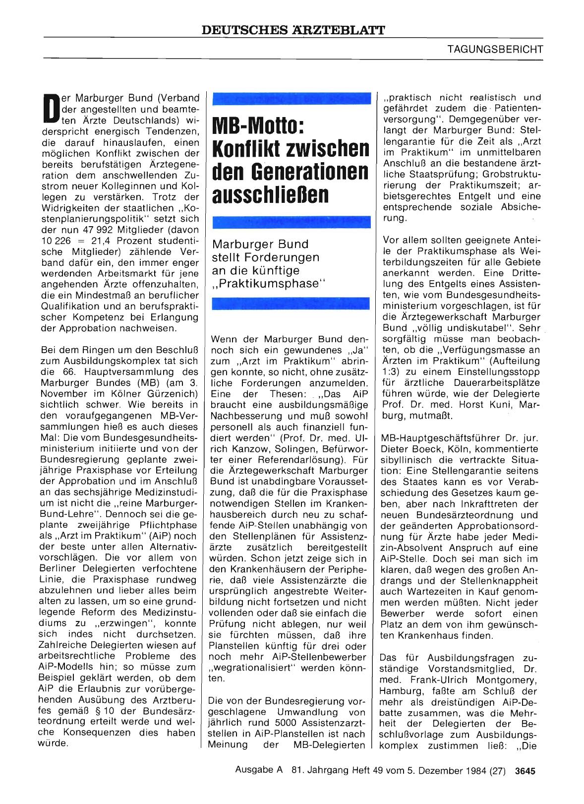 Vorschauseite 1: MB-Motto: Konflikt zwischen den Generationen ausschließen