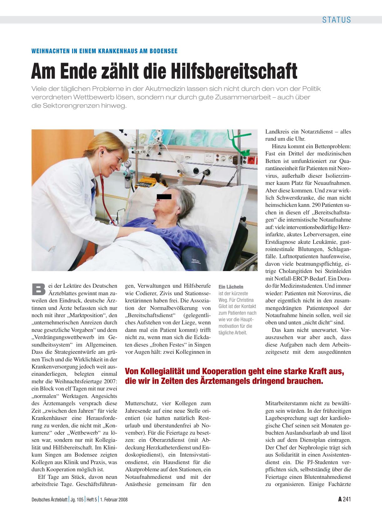 Vorschauseite 1: Weihnachten in einem Krankenhaus am Bodensee: Am Ende zählt die Hilfsbereitschaft