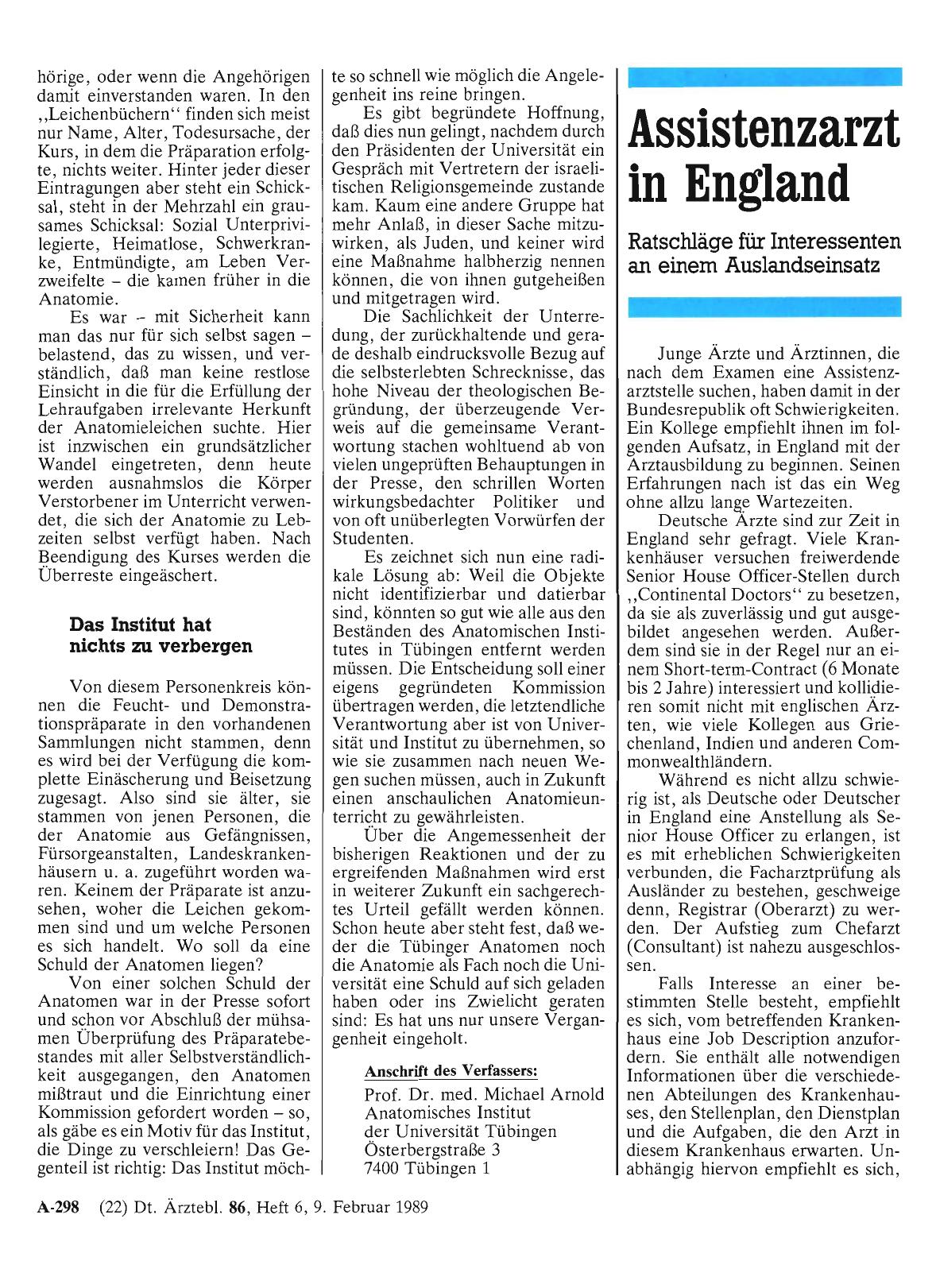 Vorschauseite 1: Assistenzarzt in England