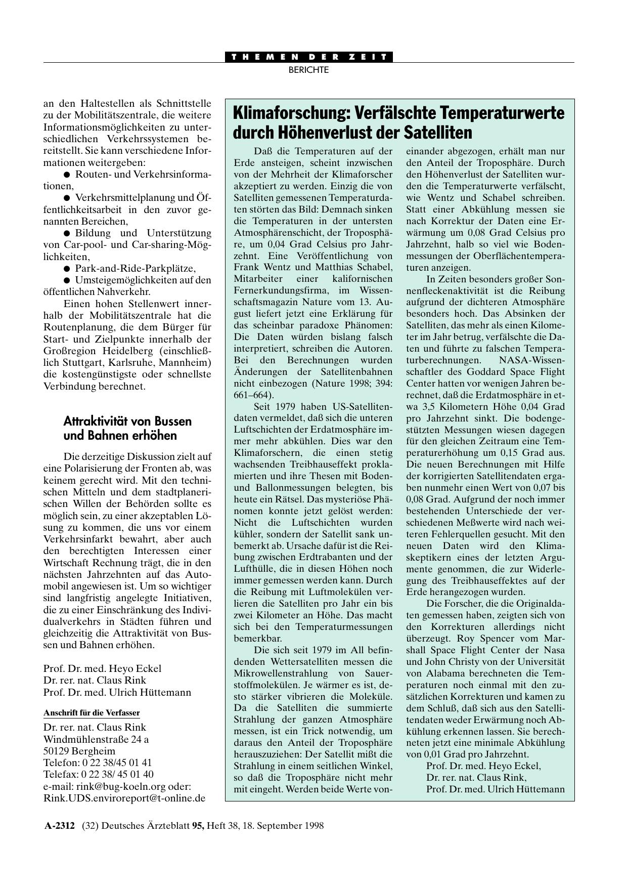 Vorschauseite 1: Klimaforschung: Verfälschte Temperaturwerte durch Höhenverlust der Satelliten