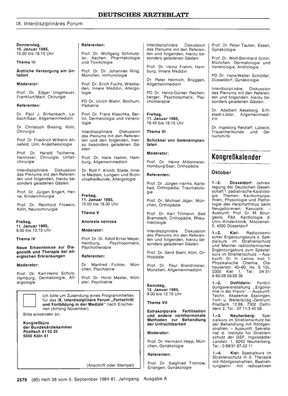 Vorschauseite 1: Kongreßkalender