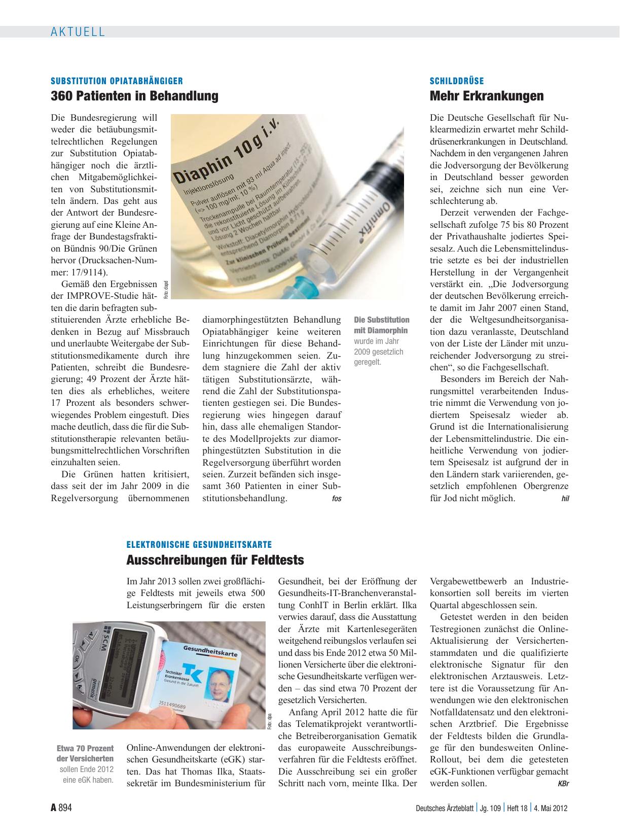 Vorschauseite 1: Substitution Opiatabhängiger: 360 Patienten in Behandlung