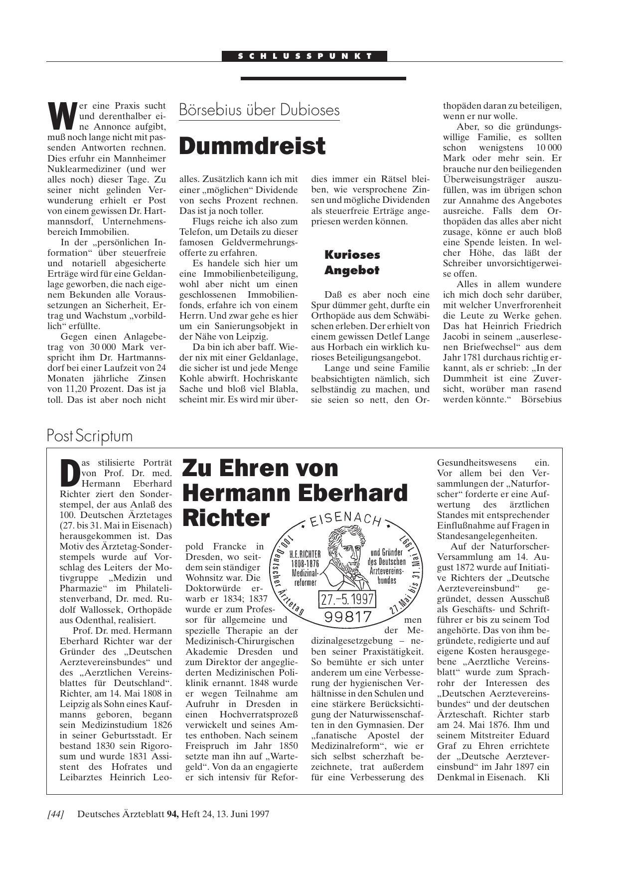 Vorschauseite 1: Börsebius über Dubioses: Dummdreist