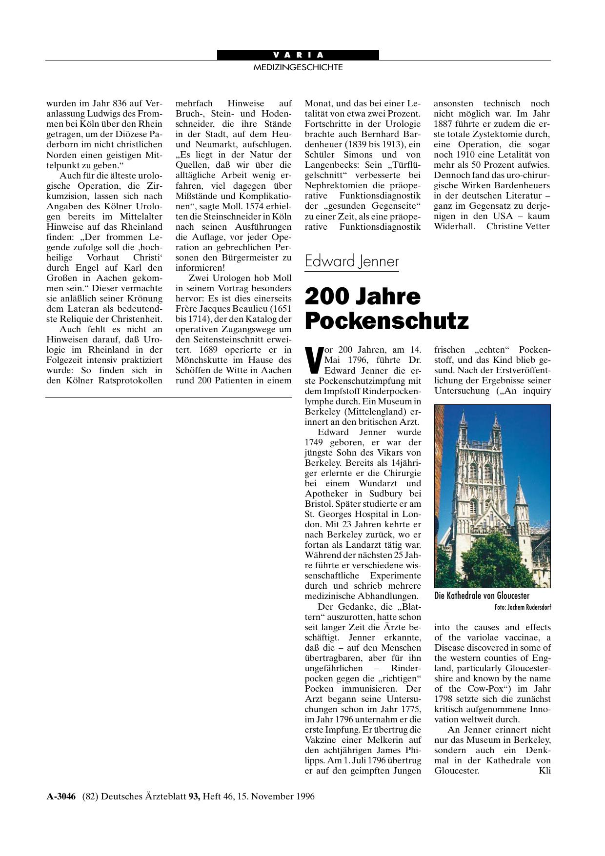 Vorschauseite 1: Edward Jenner: 200 Jahre Pockenschutz