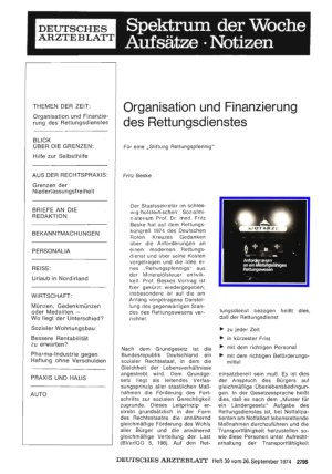 Vorschauseite 1: Organisation und Finanzierung des Rettungsdienstes