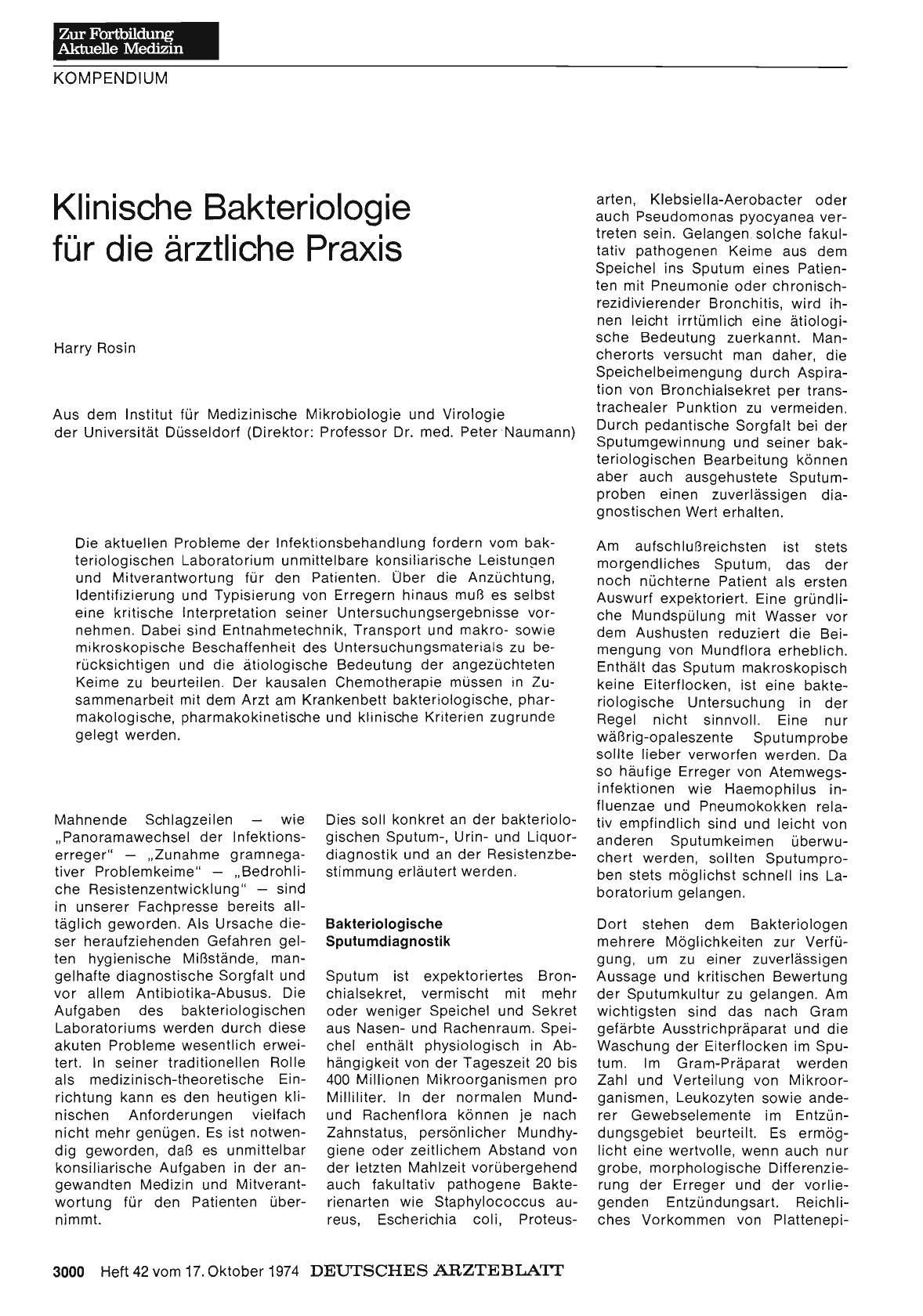 Vorschauseite 1: Klinische Bakteriologie für die ärztliche Praxis