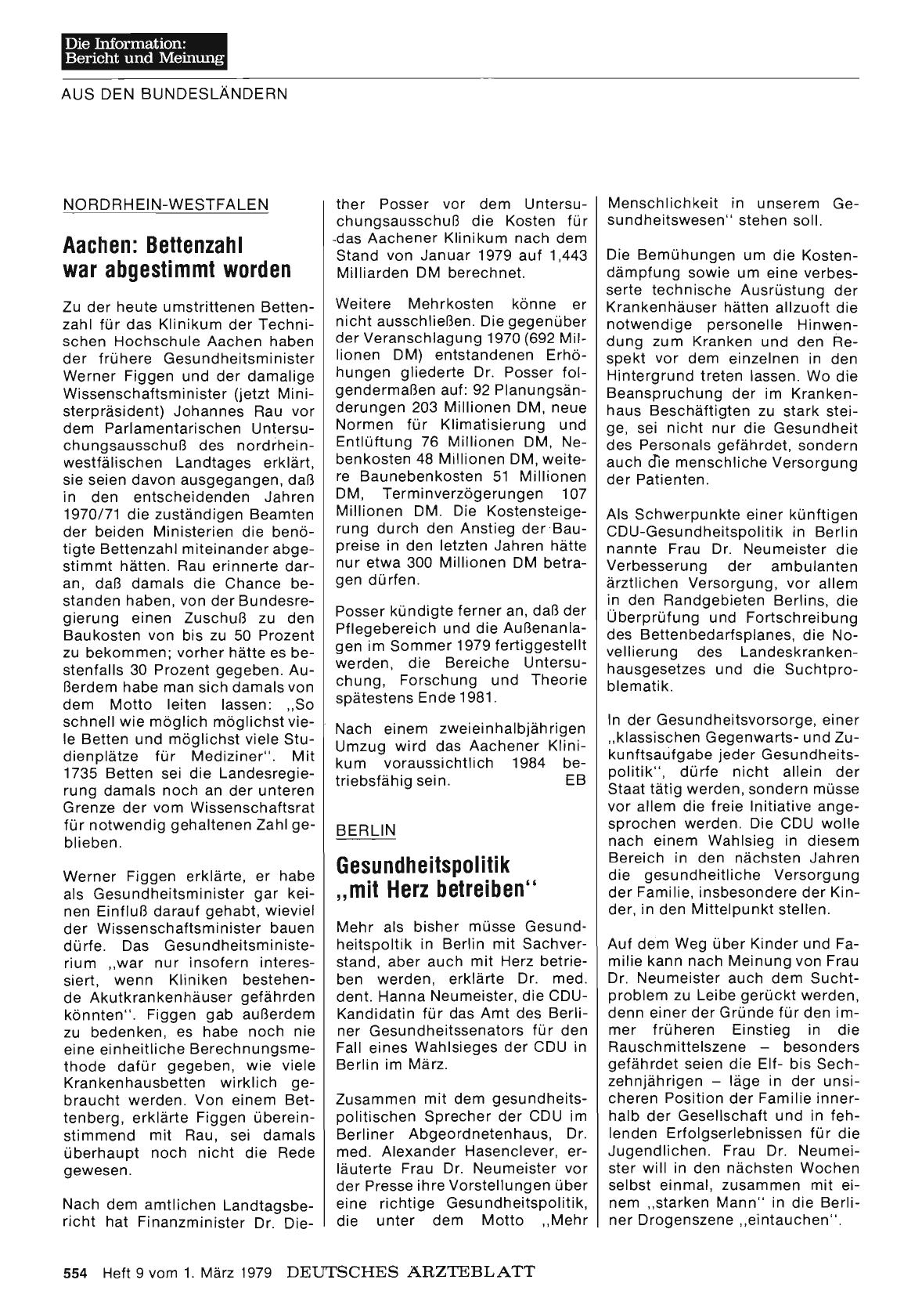 Vorschauseite 1: Nordrhein-Westfalen: Aachen: Bettenzahl war abgestimmt worden
