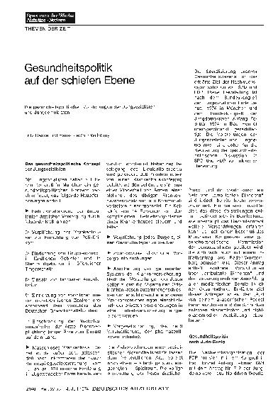 Vorschauseite 1: Gesundheitspolitik auf der schiefen Ebene