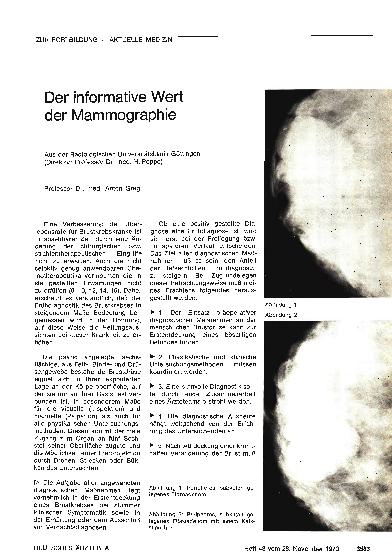 Vorschauseite 1: Der informative Wert der Mammographie