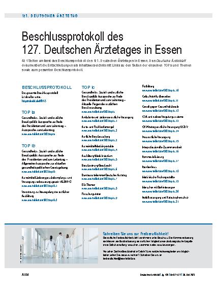 Vorschauseite 1: Beschlussprotokoll des 127. Deutschen Ärztetages in Essen
