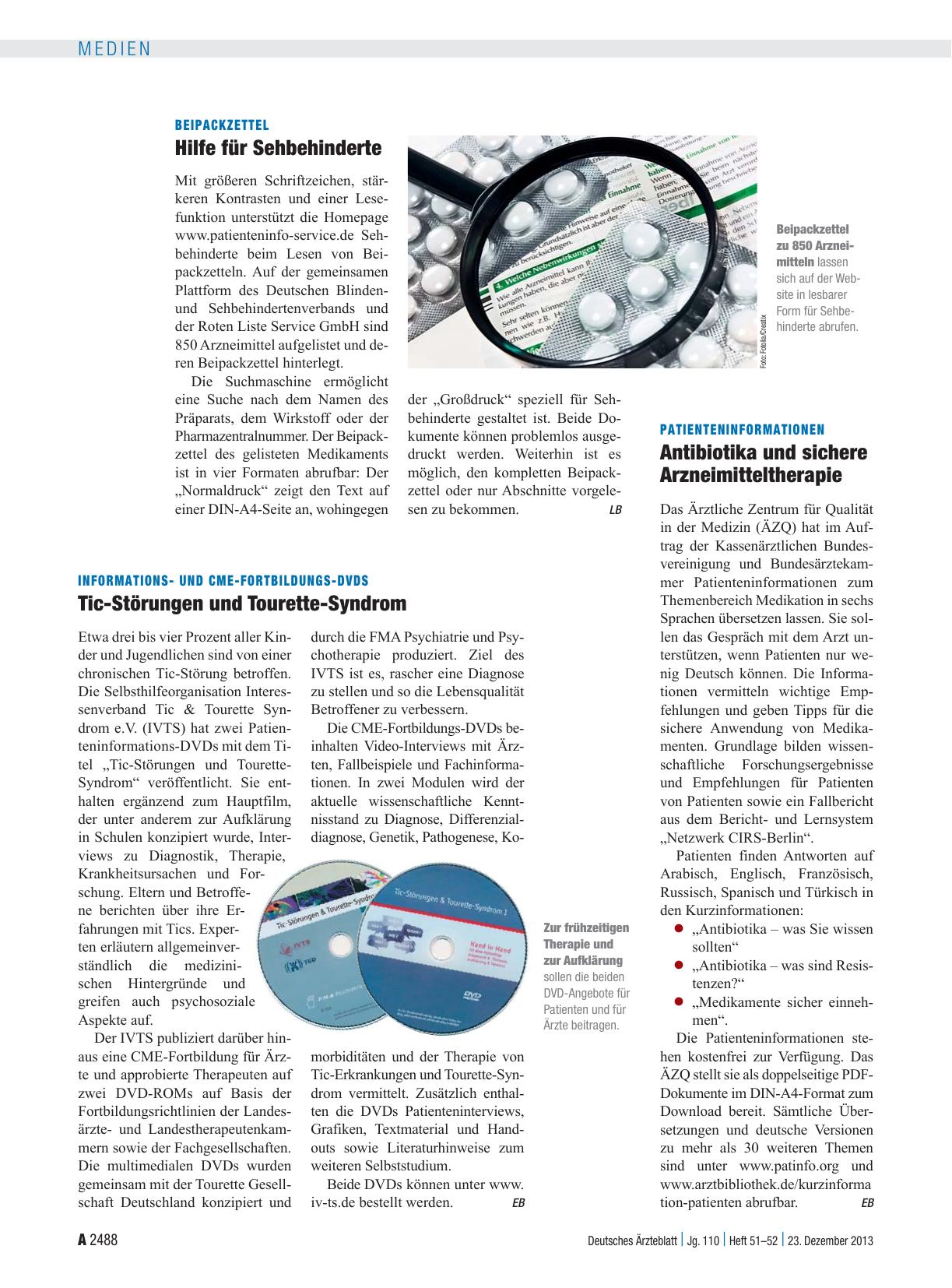Vorschauseite 1: Patienteninformationen: Antibiotika und sichere Arzneimitteltherapie