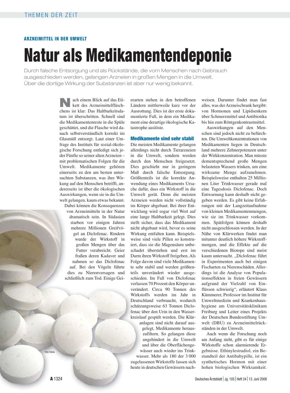 Vorschauseite 1: Arzneimittel in der Umwelt: Natur als Medikamentendeponie