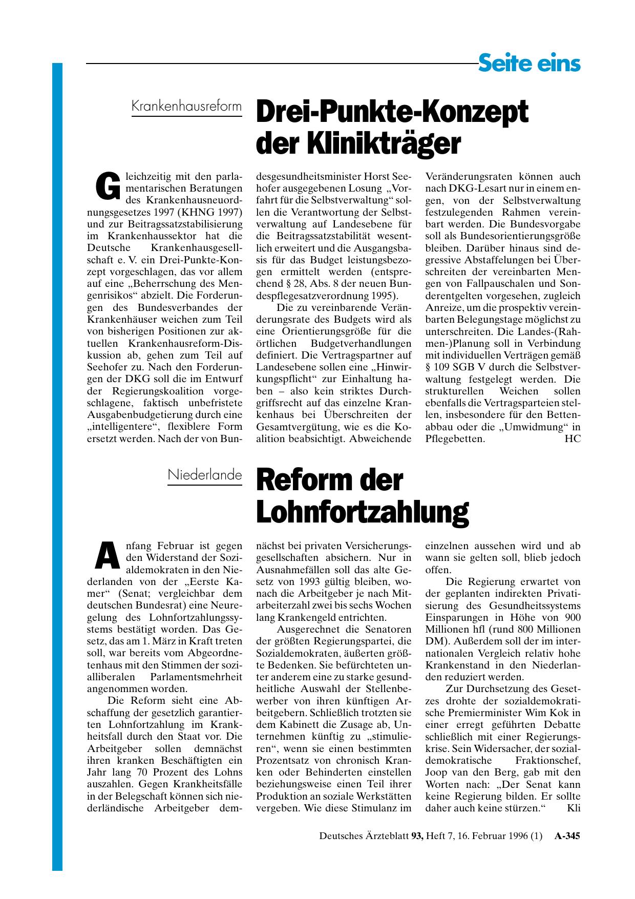 Vorschauseite 1: Niederlande: Reform der Lohnfortzahlung