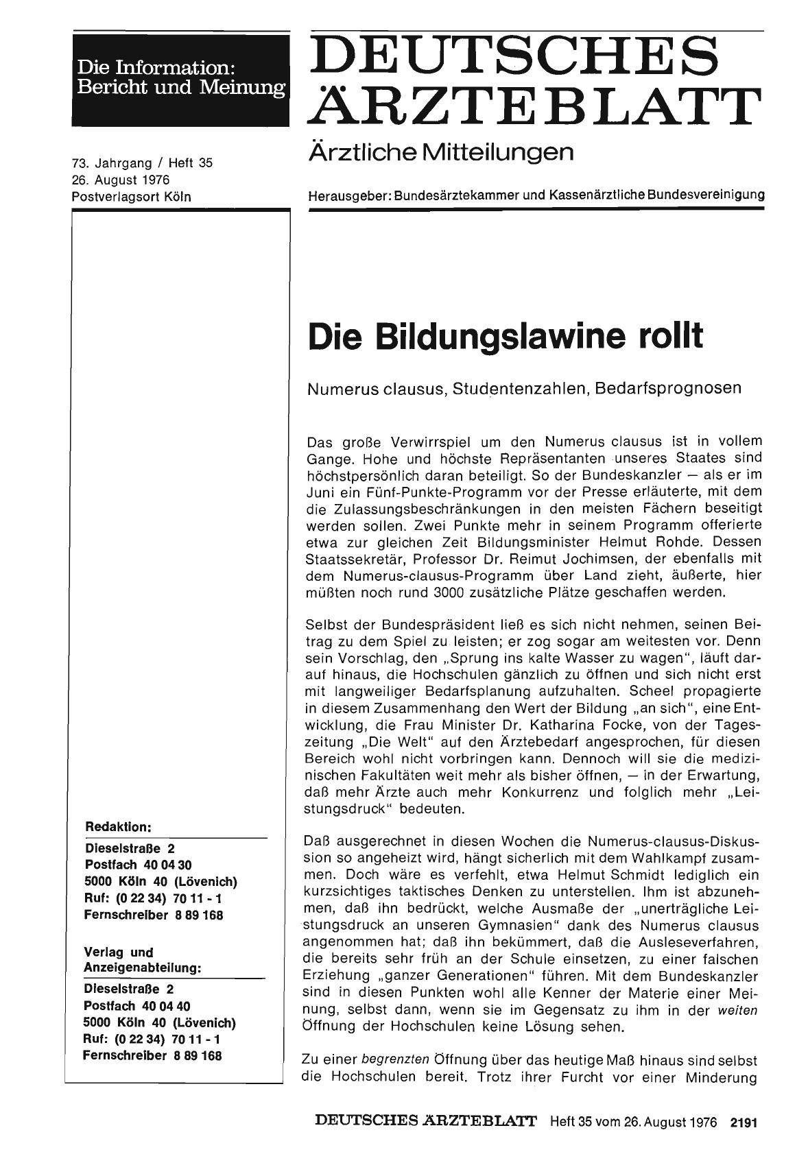 Vorschauseite 1: Die Bildungslawine rollt