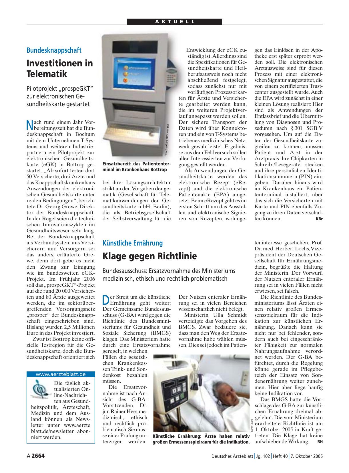 Vorschauseite 1: Bundesknappschaft: Investitionen in Telematik