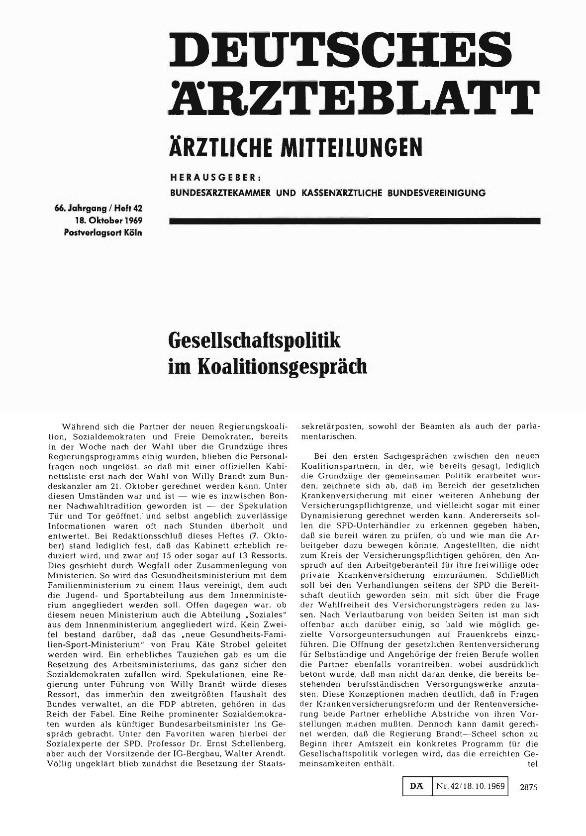 Vorschauseite 1: Gesellschaftspolitik im Koalitionsgespräch