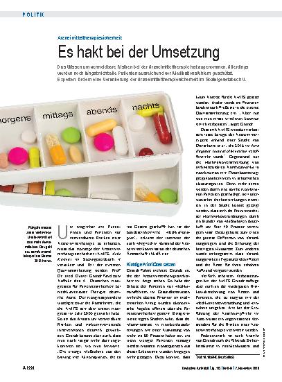 Vorschauseite 1: Arzneimitteltherapiesicherheit: Es hakt bei der Umsetzung