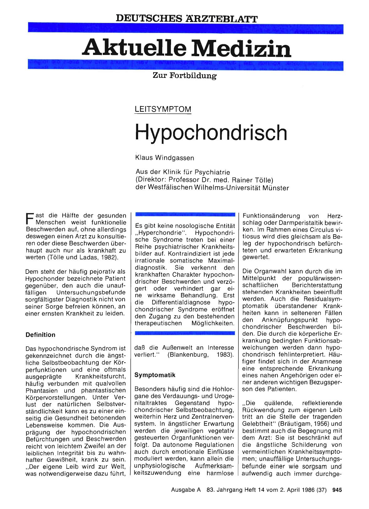 Vorschauseite 1: LEITSYMPTOM: Hypochondrisch