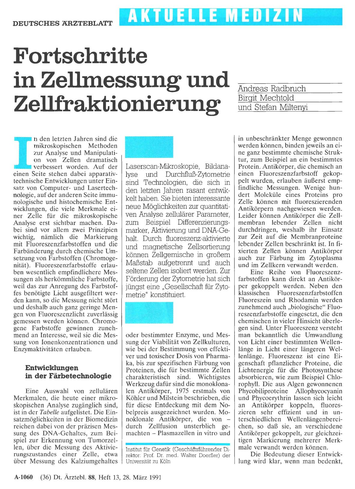 Vorschauseite 1: Fortschritte in Zellmessung und Zellfraktionierung