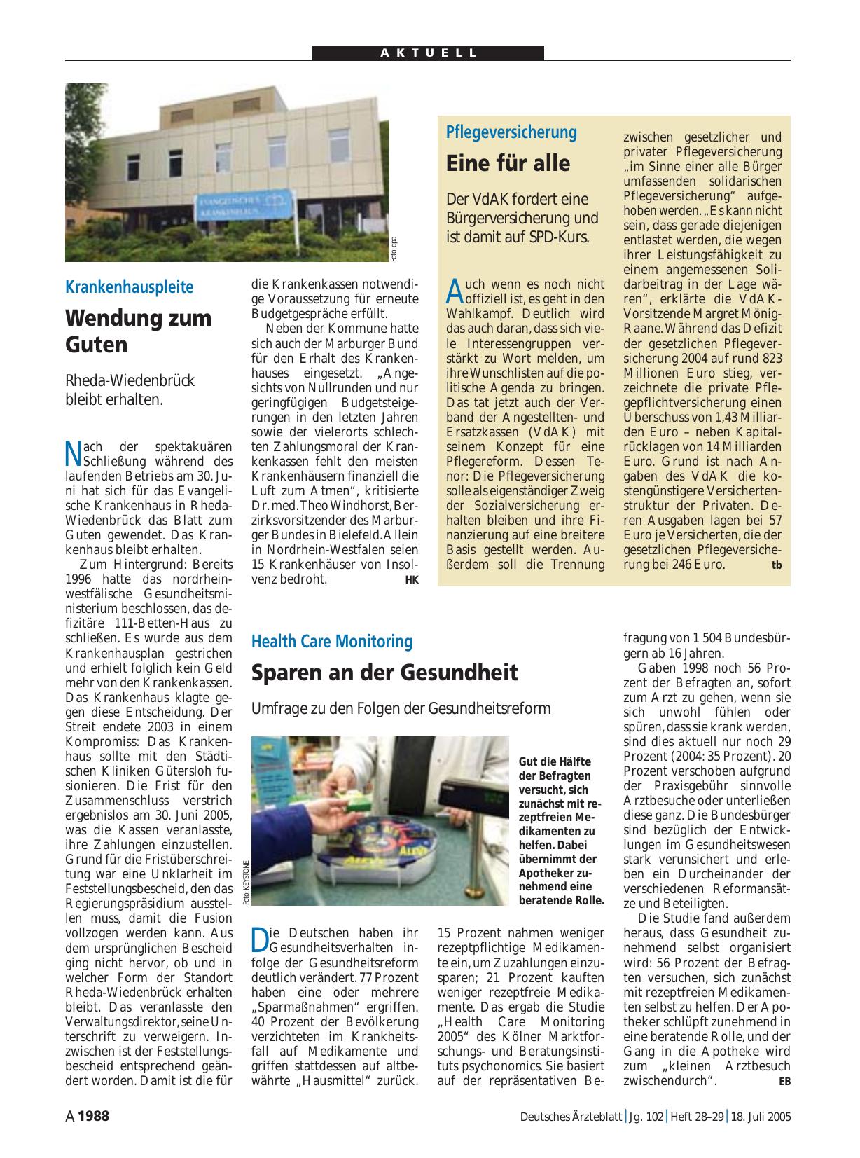 Vorschauseite 1: Krankenhauspleite: Wendung zum Guten