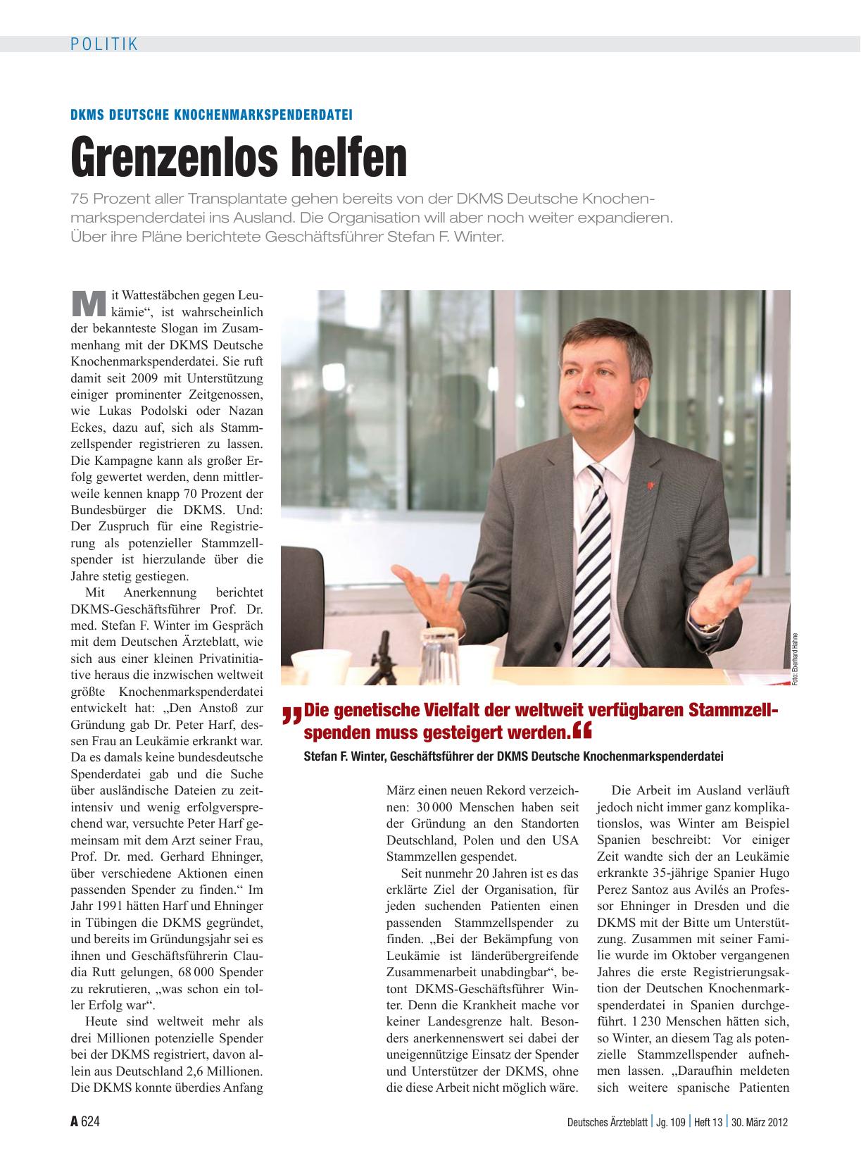 Vorschauseite 1: DKMS Deutsche Knochenmarkspenderdatei: Grenzenlos helfen