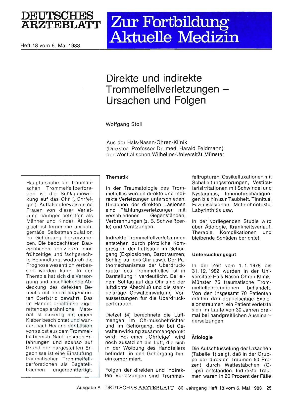 Vorschauseite 1: Direkte und indirekte Trommelfellverletzungen — Ursachen und Folgen