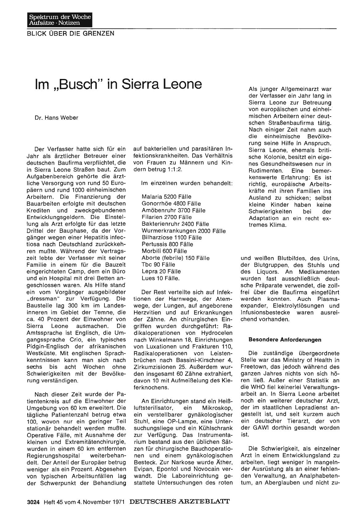 Vorschauseite 1: Im „Busch" in Sierra Leone