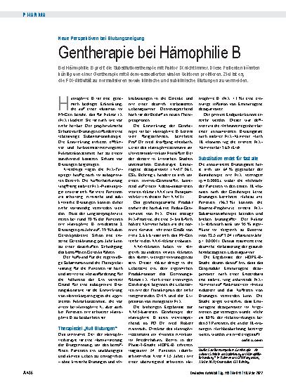 Vorschauseite 1: Neue Perspektiven bei Blutungsneigung: Gentherapie bei Hämophilie B