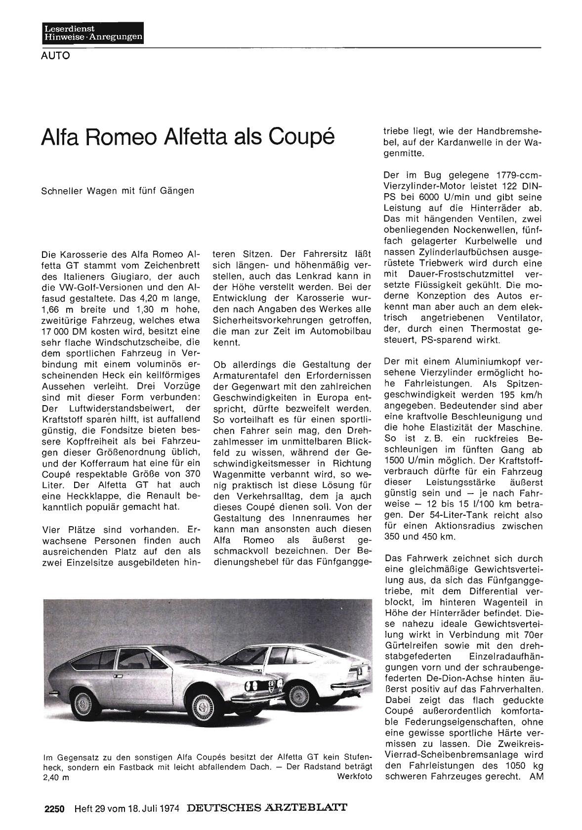 Vorschauseite 1: Alfa Romeo Alfetta als Coupé