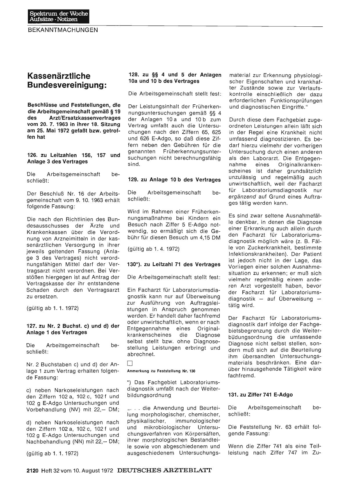 Vorschauseite 1: Kassenärztliche Bundesvereinigung: Beschlüsse und Feststellungen, die die Arbeitsgemeinschaft gemäß § 19 des Arzt/Ersatzkassenvertrages vom 20. 7. 1963 in ihrer 18. Sitzung am 25.…