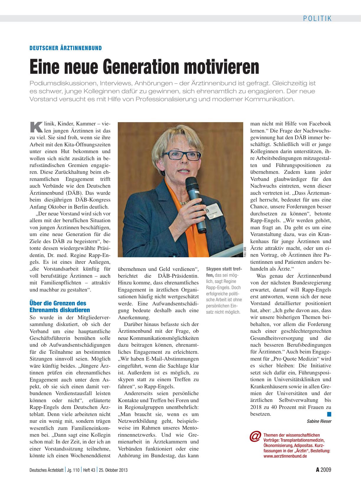 Vorschauseite 1: Deutscher Ärztinnenbund: Eine neue Generation motivieren