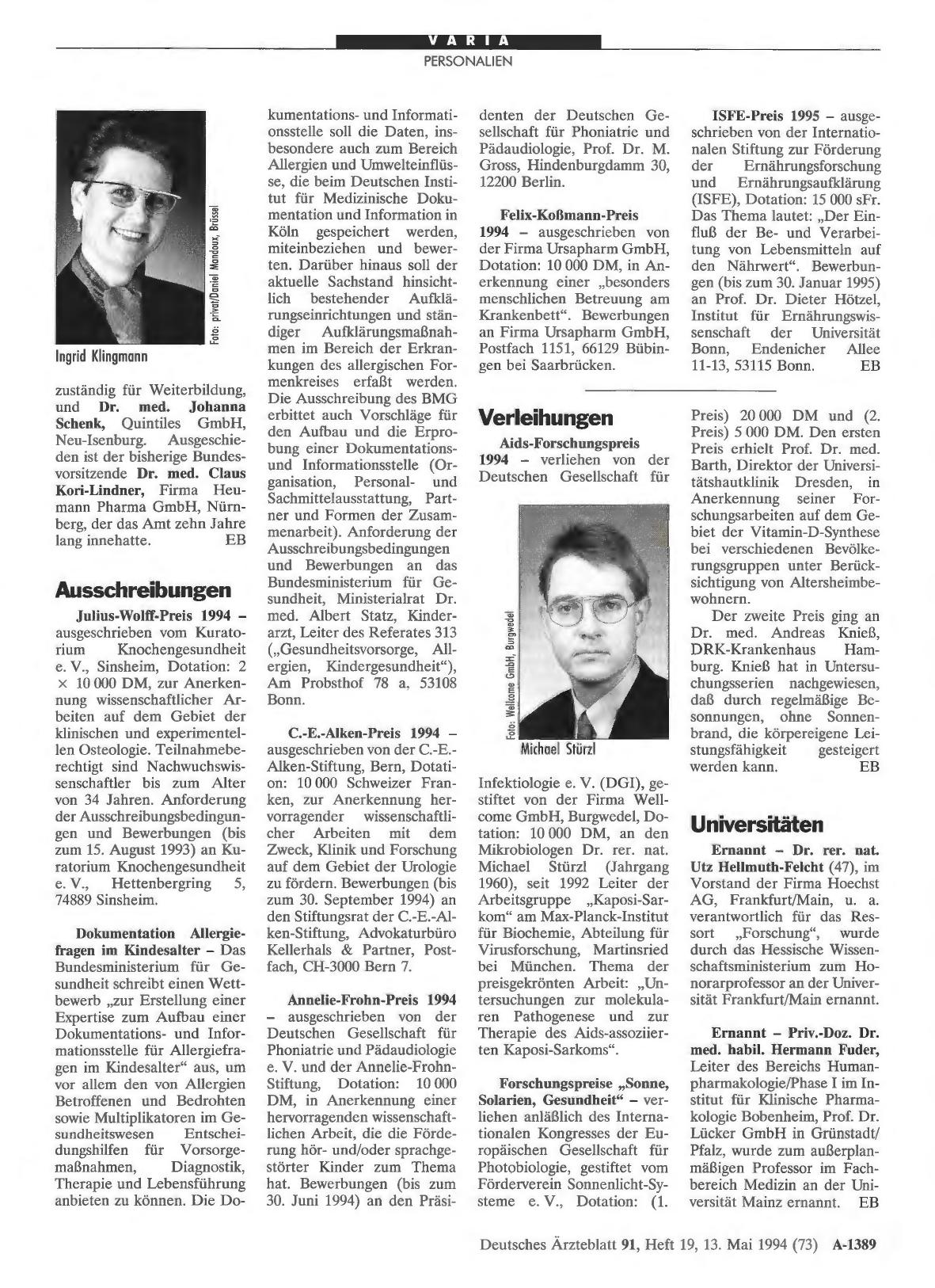 Vorschauseite 1: Ausschreibungen