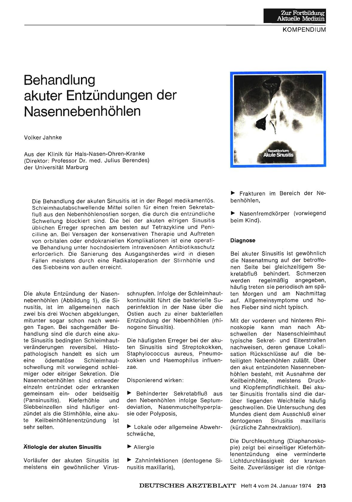Vorschauseite 1: Behandlung akuter Entzündungen der Nasennebenhöhlen