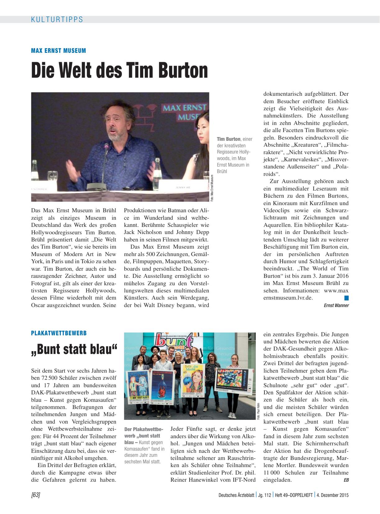 Vorschauseite 1: Plakatwettbewerb: „Bunt statt blau“