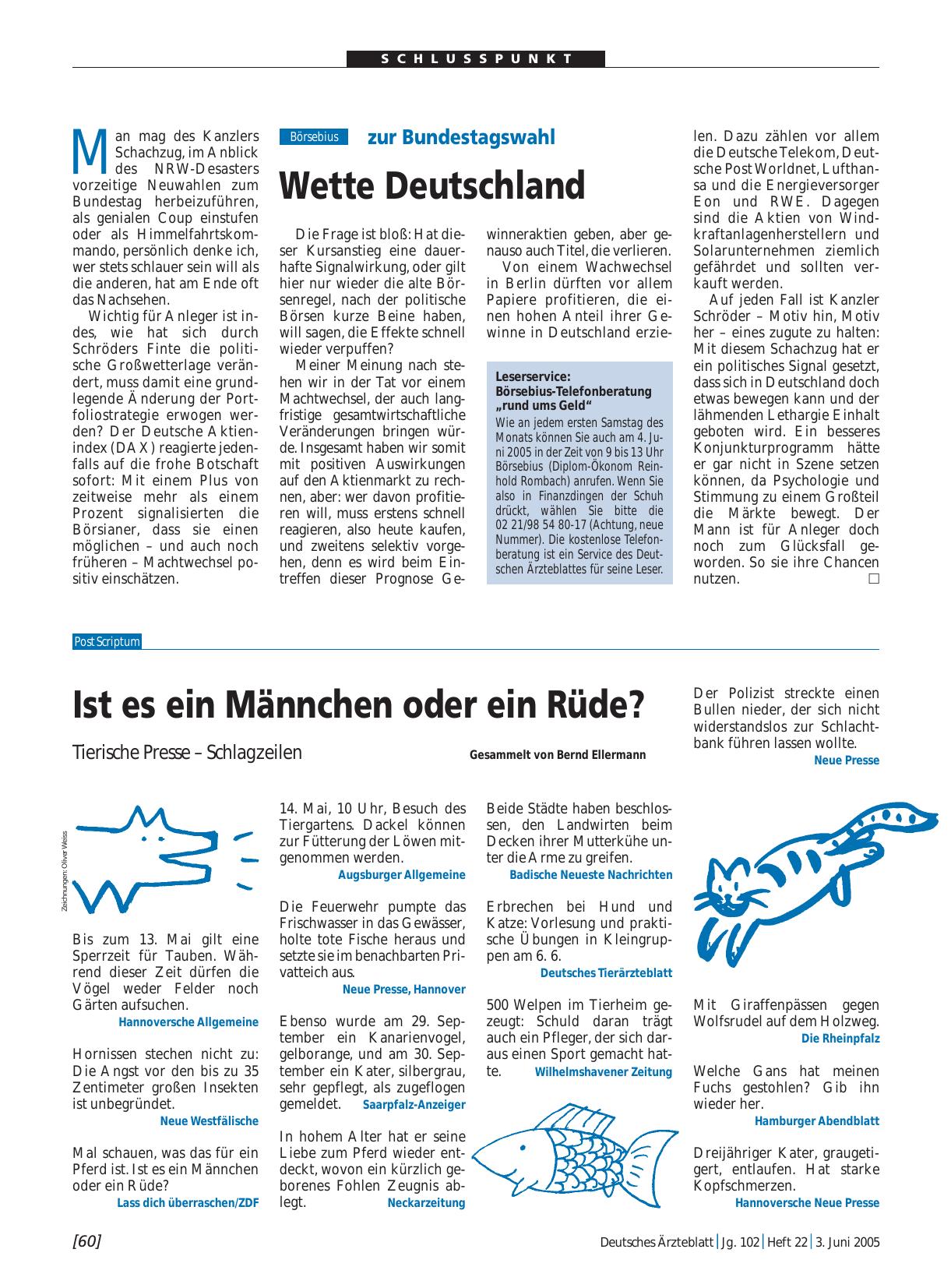 Vorschauseite 1: zur Bundestagswahl: Wette Deutschland