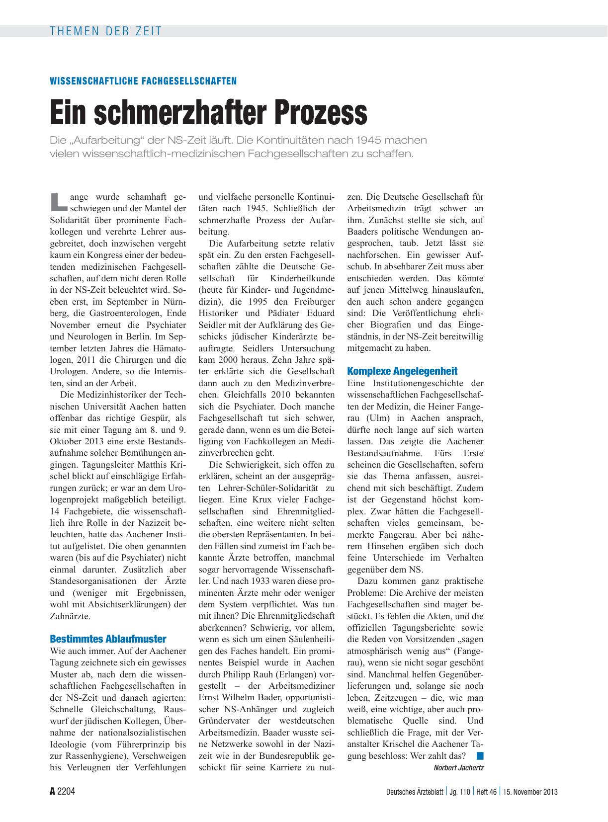 Vorschauseite 1: Wissenschaftliche Fachgesellschaften: Ein schmerzhafter Prozess