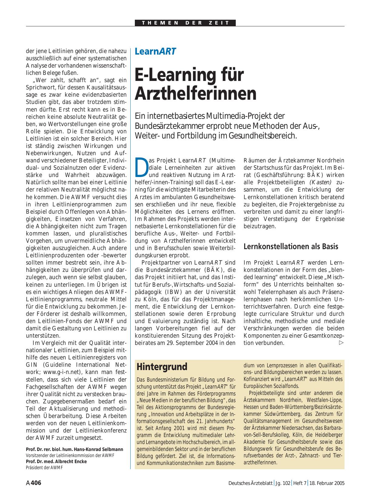Vorschauseite 1: LearnART: E-Learning für Arzthelferinnen